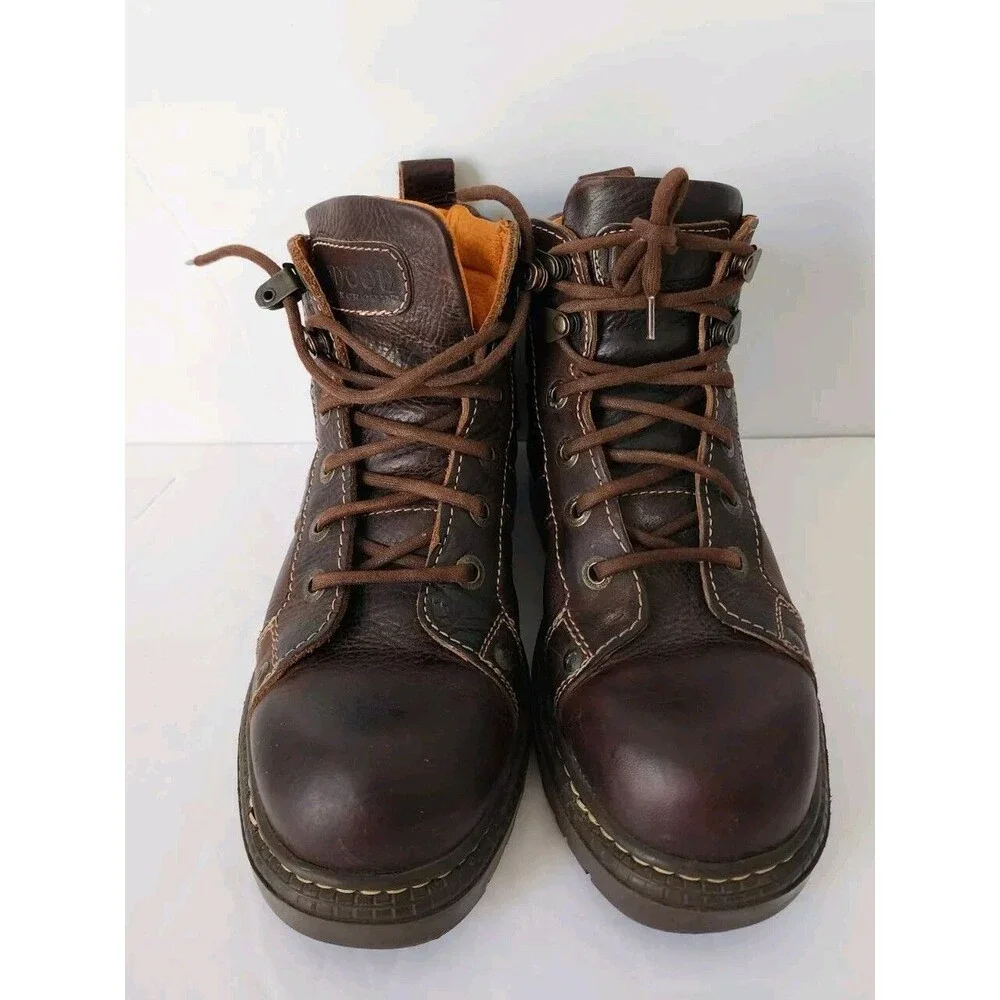 Rare London Underground Platform Leather Brown Lace Up Boots Wm 6 Men 4
